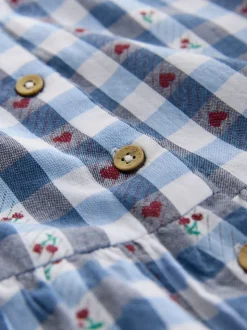 Vichy bleu - Combinaison trapèze (3mois-7ans)