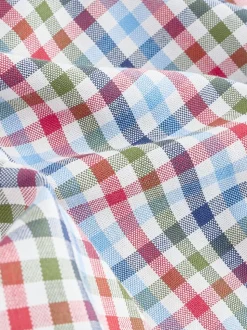 Vichy bleu/rouge - Chemise Oxford Easy Iron boutonnée à manches courtes