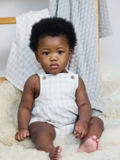 Vichy fauve - Barboteuse The Little Tailor Bébé shorts tissés 100% coton