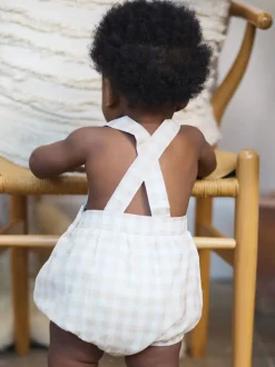 Vichy fauve - Barboteuse The Little Tailor Bébé shorts tissés 100% coton