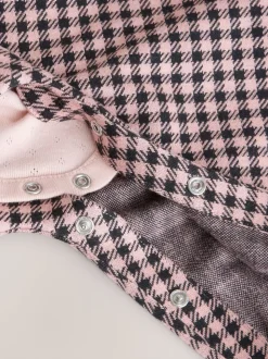 Vichy rose / chocolat - Body à manches longues et salopettes bébé Ensemble 2 pièces (0mois-2ans)