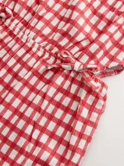 Vichy rouge/écru - Combinaison en jersey Effet froissé (3-16ans)