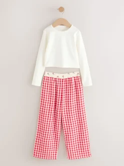 Vichy rouge/écru - Pyjamas Jambe large (3-16ans)