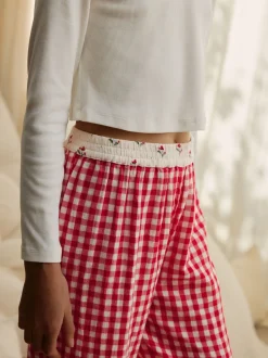 Vichy rouge/écru - Pyjamas Jambe large (3-16ans)