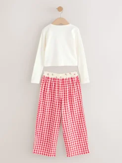 Vichy rouge/écru - Pyjamas Jambe large (3-16ans)
