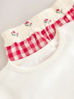 Vichy rouge/écru - Pyjamas Jambe large (3-16ans)