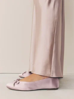 vieux rose - Ballerines de demoiselle d’honneur effet perle avec nœud