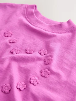 Violet - Haut brodé cœur à manches courtes (3mois-7ans)