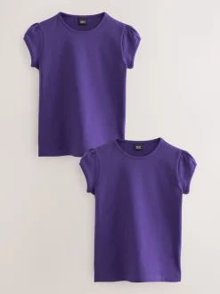 Violet - Lot de 2 t-shirts à manches bouffantes (3-16ans)