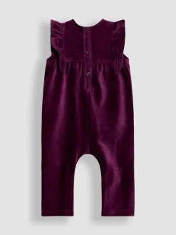 Violet à motif papillons - Ensemble salopette et haut en velours appliqué JoJo Maman Bébé