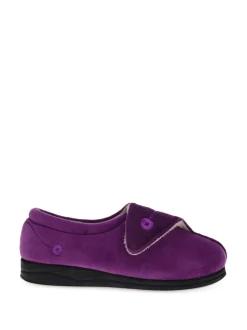 Violet - Pavers femme Chaussons entièrement à fermeture tactile avec semelle permassique