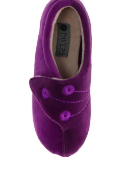 Violet - Pavers femme Chaussons entièrement à fermeture tactile avec semelle permassique
