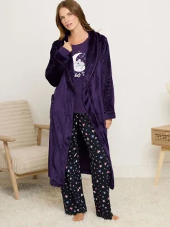 Violet - Peignoir M&Co à col châle à ruban