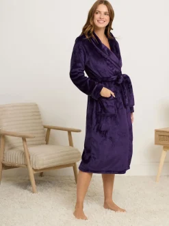 Violet - Peignoir M&Co à col châle à ruban