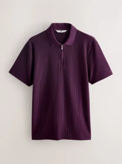 Violet - Polo texturé élégant à col zippé