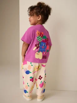 Violet - T-shirt à manches courtes et jogging Ensemble baril (3mois-7ans)