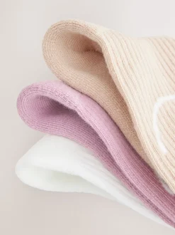 Violet, blanc et neutre - Lot de 3 paires de chaussettes de sport pour l'école enrichies en coton matelassées