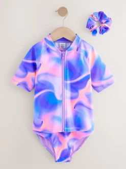 Violet dégradé - Ensemble bikini et chouchou Sunsafe Rash Gilet (3-16ans)