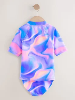 Violet dégradé - Ensemble bikini et chouchou Sunsafe Rash Gilet (3-16ans)