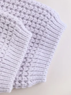 Violet lilas - Cardigan bébé en maille à col volanté (0mois-2ans)