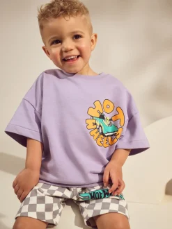 Violet lilas - Ensemble de T-shirts courts à carreaux Hot Wheels (9mois-8ans)