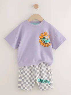 Violet lilas - Ensemble de T-shirts courts à carreaux Hot Wheels (9mois-8ans)