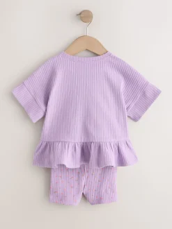 Violet lilas - Ensemble haut et short côtelé à manches courtes (3mois7ans)