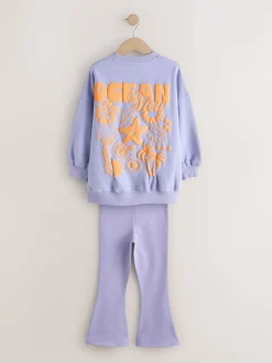 Violet lilas - Ensemble Sweat-shirt et Leggings évasés (3-16ans)
