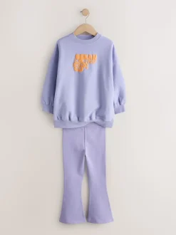 Violet lilas - Ensemble Sweat-shirt et Leggings évasés (3-16ans)