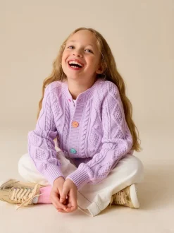 Violet lilas - Little Bird by Jools Oliver Cardigan en Coton Torsade
