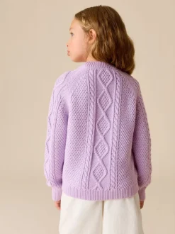 Violet lilas - Little Bird by Jools Oliver Cardigan en Coton Torsade