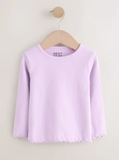 Violet lilas - T-shirt à manches longues en côtes (3mths-7yrs)