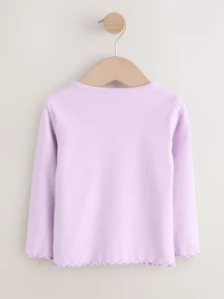 Violet lilas - T-shirt à manches longues en côtes (3mths-7yrs)