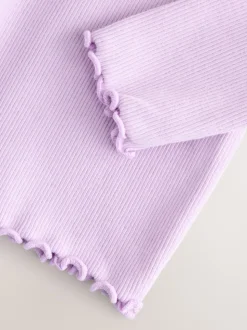 Violet lilas - T-shirt à manches longues en côtes (3mths-7yrs)