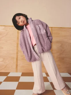 Violet lilas - Veste en polaire boutonnée (3-16ans)