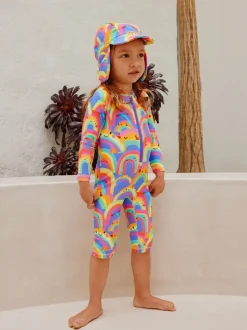 Violet motif arc-en-ciel - Chapeau de légionnaire de natation (3mths-10yrs)