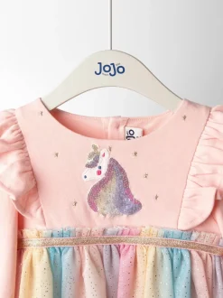 Violet motif licorne - Robe de soirée JoJo Maman Bébé en tulle appliqué