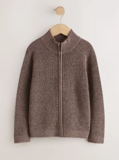 Violet prune - Cardigans Texture zippé en maille (3-16ans)