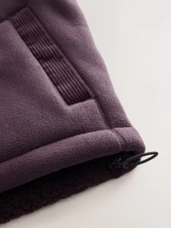Violet prune - Polaire à col zippé en velours côtelé