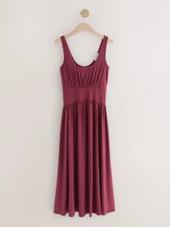 Violet prune - Robe d’été mi-longue taille en jersey