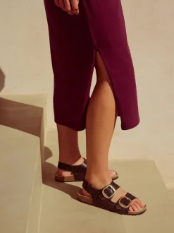 Violet prune - Robe d’été t-shirt à manches courtes torsadée