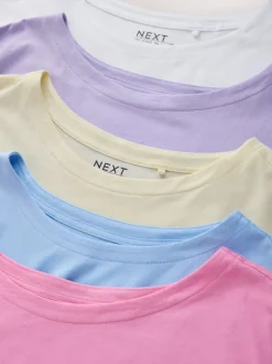 Violet/bleu/jaune beurré/rose/blanc - Lot de 5 T-shirts à mancherons