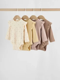 Violet/Jaune/Crème Ditsy - Body à volants et manches longues bébé Lot de 4 (0mois2ans)