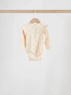 Violet/Jaune/Crème Ditsy - Body à volants et manches longues bébé Lot de 4 (0mois2ans)