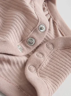 Violet/Jaune/Crème Ditsy - Body à volants et manches longues bébé Lot de 4 (0mois2ans)