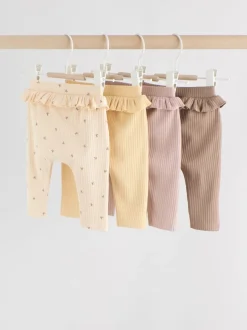 Violet/Jaune/Crème Ditsy - Paquet de jambières pour bébé 4 (0mois-2ans)