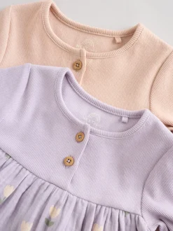 Violet/rose - Lot de 2 robes tissées bébé (0mois-3ans)