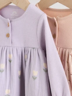 Violet/rose - Lot de 2 robes tissées bébé (0mois-3ans)