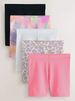 Violet/Rose/Animal - Lot de 5 shorts cyclistes (3-16 ans)