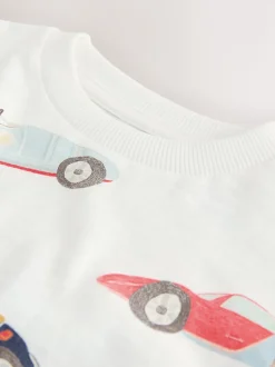 Voiture aquarelle blanche - T-shirt imprimé sur l’ensemble à manches courtes (3 mois7 ans) (3mois7ans)